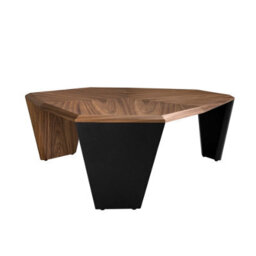 Angel Cerda Stylish Asymmetrical Walnut And Black Pvc Coffee Table - thumbnail 6