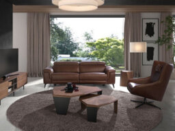 Angel Cerda Stylish Asymmetrical Walnut And Black Pvc Coffee Table - thumbnail 3