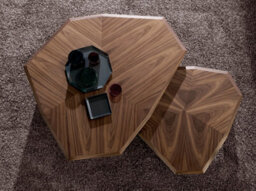 Angel Cerda Stylish Asymmetrical Walnut And Black Pvc Coffee Table - thumbnail 4
