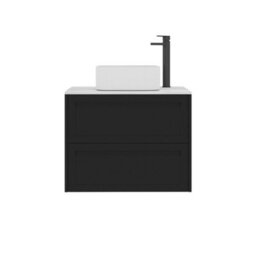 Royal Bathrooms Royal Bathroom Elmore 700mm Matt Nocturne Black Wall Mounted Countertop Bathroom Vanity Unit 2 Drawer With Elena Basin - thumbnail 7