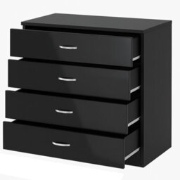 Harmin Black High Gloss 4 Drawer Chest - Height 68.5 Cm X Width 60 Cm X Depth 40 Cm - thumbnail 7