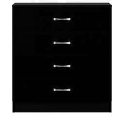 Harmin Black High Gloss 4 Drawer Chest - Height 68.5 Cm X Width 60 Cm X Depth 40 Cm - thumbnail 6
