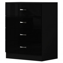 Harmin Black High Gloss 4 Drawer Chest - Height 68.5 Cm X Width 60 Cm X Depth 40 Cm - thumbnail 5