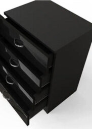 Harmin Black High Gloss 4 Drawer Chest - Height 68.5 Cm X Width 60 Cm X Depth 40 Cm - thumbnail 8