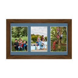 AK Frames 40X20Cm Walnut Modern Multi Photo Frame With Pompadour Mount - Holds 3 Apertures (3X) 6X4 Photos