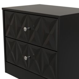 Genoa Ready Assembled Matt Black No Effect 2 Drawer Wide Bedside Chest (H)521mm (W)570mm (D)395mm - thumbnail 4