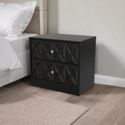 Genoa Ready Assembled Matt Black No Effect 2 Drawer Wide Bedside Chest (H)521mm (W)570mm (D)395mm - thumbnail 1