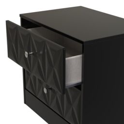 Genoa Ready Assembled Matt Black No Effect 2 Drawer Wide Bedside Chest (H)521mm (W)570mm (D)395mm - thumbnail 3