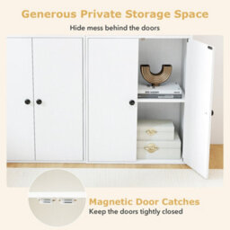 White 111 Cm Tall Bookcase 4-Tier Modern Storage Organizer With 4 Doors - thumbnail 4