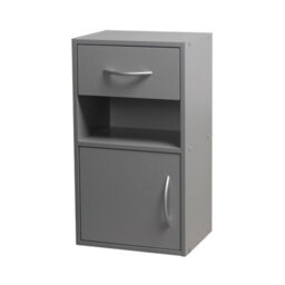 Urbn-Living Urbnliving Height 54Cm 1 Door 1 Drawer Wooden Bedroom Colour Grey Bedside Cabinet Shelf Nightstand Side Table Unit - thumbnail 1