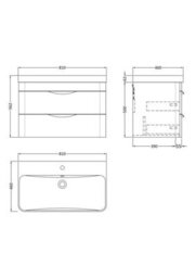Balterley Aldershawe 800mm Wall Hung 2 Drawer Vanity Unit With Thin-Edge Ceramic Basin - Gloss White - thumbnail 5
