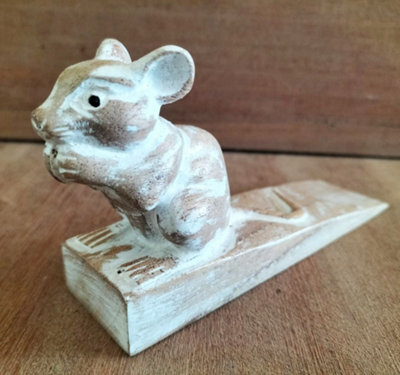 Serenityy Hand Carved Dormouse Wooden Doorstop, Jemipinis Sustainable Hardwood, Handcrafted In Bali - 16 X 4 X 8 Cm - image 1