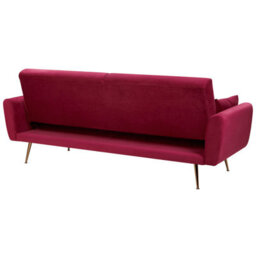 Beliani Sofa Bed 3 Seater Eina Velvet Burgundy - thumbnail 5