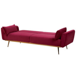 Beliani Sofa Bed 3 Seater Eina Velvet Burgundy - thumbnail 4