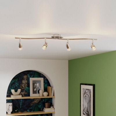 GoodHome Aspis Tube Satin Nickel Effect 4 Light Spotlight - image 1