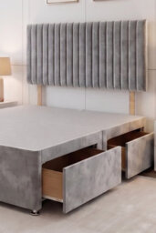 Knight Sleep Emily Silver Plush 2Ft6 Divan Bed Base With 2 Drawers & Headboard - Small Single - thumbnail 2
