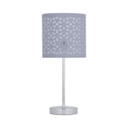 First Choice Lighting Chrome Touch Operated Table Lamp With Grey Cut Out Shade - thumbnail 2