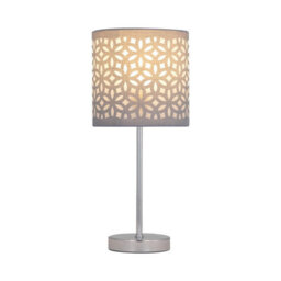 First Choice Lighting Chrome Touch Operated Table Lamp With Grey Cut Out Shade - thumbnail 3