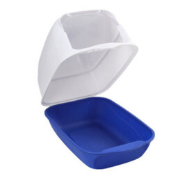 Darphe Blue White Enclosed Cat Litter Box With Flip Lid And Scoop, 35Cm W X 50 Cm D X 35 Cm H - thumbnail 3