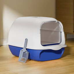Darphe Blue White Enclosed Cat Litter Box With Flip Lid And Scoop, 35Cm W X 50 Cm D X 35 Cm H - thumbnail 2