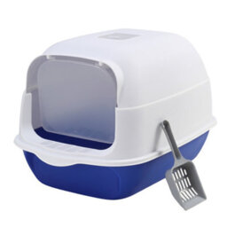 Darphe Blue White Enclosed Cat Litter Box With Flip Lid And Scoop, 35Cm W X 50 Cm D X 35 Cm H - thumbnail 4