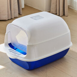 Darphe Blue White Enclosed Cat Litter Box With Flip Lid And Scoop, 35Cm W X 50 Cm D X 35 Cm H - thumbnail 1