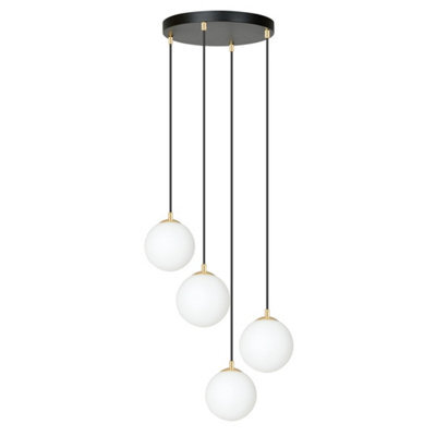 Emibig Lighting Emibig Royal Pendant Lamp 4 X E14  Black, Gold With White Shade - image 1