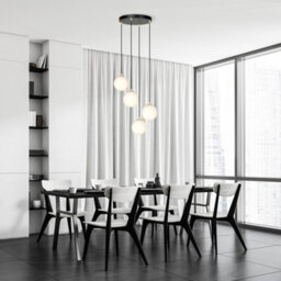 Emibig Lighting Emibig Royal Pendant Lamp 4 X E14  Black, Gold With White Shade - thumbnail 9