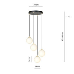 Emibig Lighting Emibig Royal Pendant Lamp 4 X E14  Black, Gold With White Shade - thumbnail 8