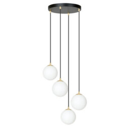 Emibig Lighting Emibig Royal Pendant Lamp 4 X E14  Black, Gold With White Shade - thumbnail 1