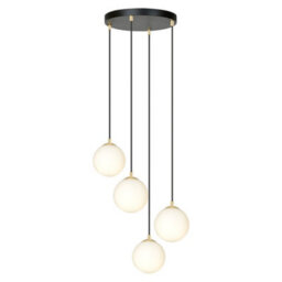 Emibig Lighting Emibig Royal Pendant Lamp 4 X E14  Black, Gold With White Shade - thumbnail 3