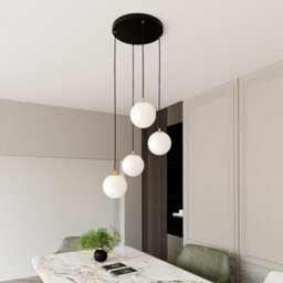 Emibig Lighting Emibig Royal Pendant Lamp 4 X E14  Black, Gold With White Shade - thumbnail 5