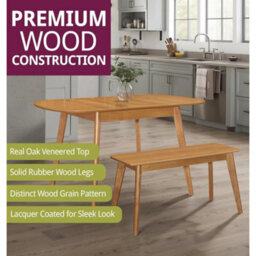 Dining Bench, Light Oak Veneer Wooden Bench 90Cm For Kitchen Table, Bench Seat - thumbnail 4