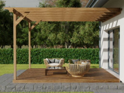 Arbor Garden Solutions Wall Mounted Pergola And Decking Complete Diy Kit, Sculpted Design (2.4M X 2.4M, Rustic Brown Finish) - thumbnail 4