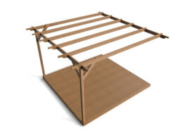 Arbor Garden Solutions Wall Mounted Pergola And Decking Complete Diy Kit, Sculpted Design (2.4M X 2.4M, Rustic Brown Finish) - thumbnail 2