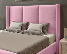 UKBEDFURNITURE Miami Wingback Pink Plush Valvet Upholstered Gas Lift Ottoman Storage Bed With 10 Inch Orthopedic Mattres - 48 Inch Headboard - thumbnail 2
