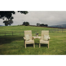 Churnet Valley Garden Furniture Ltd Ergonomic Companion Set, Wooden Love Seat - Angled - L100 X W170 X H105 Cm - Fully Assembled - Set Of Waterproof Cushions Included - thumbnail 5