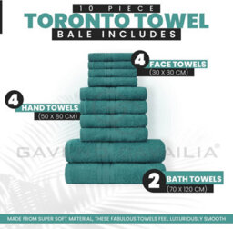 Gaveno Cavailia 10 Piece Toronto Towel Bale Set Teal Premier Super Soft And Quick Obsorbent Bath Towel - thumbnail 2