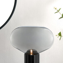 Furniturebox Uk Laura Smoked Glass And Black Marble Mid Century Desk Table Lamp - thumbnail 3