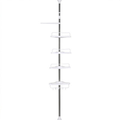 4 Tier Telescopic Corner Shower Caddy Bathroom Storage Shelf Rack - image 1