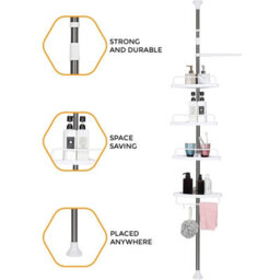 4 Tier Telescopic Corner Shower Caddy Bathroom Storage Shelf Rack - thumbnail 5