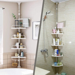 4 Tier Telescopic Corner Shower Caddy Bathroom Storage Shelf Rack - thumbnail 4