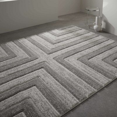 Melrose Cio Multi Maze Lines Grey Small Area Rug 080/150Cm - image 1