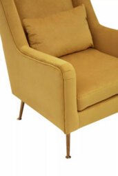 Orsina Yellow Velvet Armchair For Lounge, Angular Gold Leg Chair With Velvet Upholstery For Living Room, Home - thumbnail 7