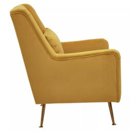 Orsina Yellow Velvet Armchair For Lounge, Angular Gold Leg Chair With Velvet Upholstery For Living Room, Home - thumbnail 3