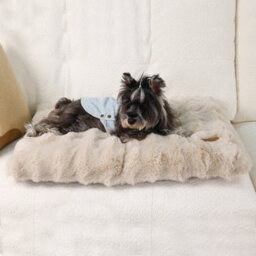 Bingopaw 76Cm Dog Bed Pet Calming Cushion Mat Washable Soft Warm Plush Mattress, Khaki Beige - thumbnail 1