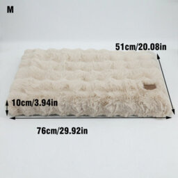 Bingopaw 76Cm Dog Bed Pet Calming Cushion Mat Washable Soft Warm Plush Mattress, Khaki Beige - thumbnail 2