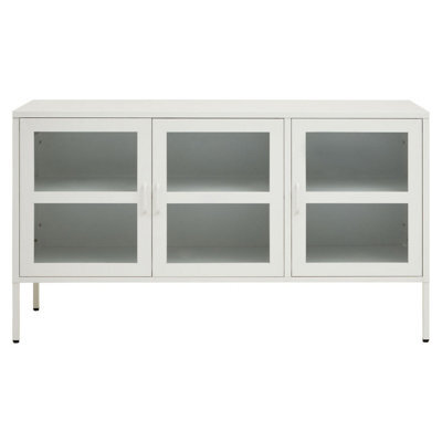 Orsina Adjustable Three Door White Metal Sideboard, Industrialmid Century Sideboard, Versatile Modern Sideboard - image 1