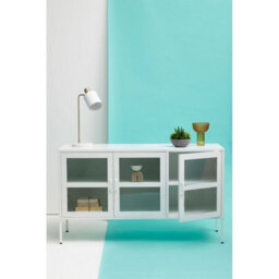 Orsina Adjustable Three Door White Metal Sideboard, Industrialmid Century Sideboard, Versatile Modern Sideboard - thumbnail 7