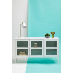 Orsina Adjustable Three Door White Metal Sideboard, Industrialmid Century Sideboard, Versatile Modern Sideboard - thumbnail 6